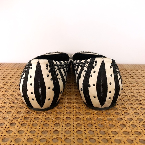 Valentino Black & White Rhinestone Flats - 37.5 - Picture 4 of 8
